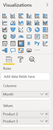 How to display measure values in rows with Power BI Matrix visual